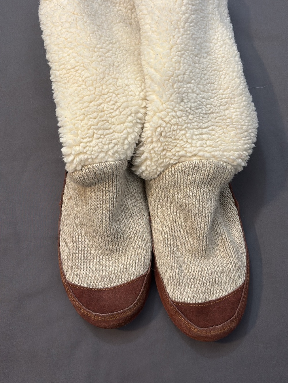 Acorn Women's Slip-On Indoor Slippers in Cream and Brown